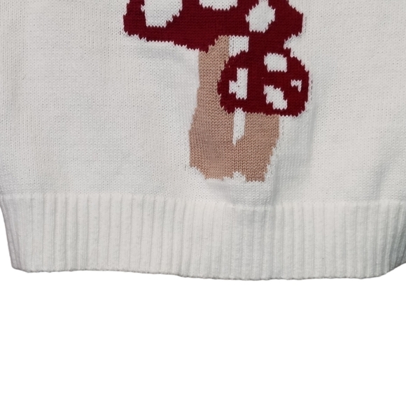 Hollister Mushroom Crop Sleeveless V-neck Knit Sweater Vest White Red Size Small - Picture 4 of 8